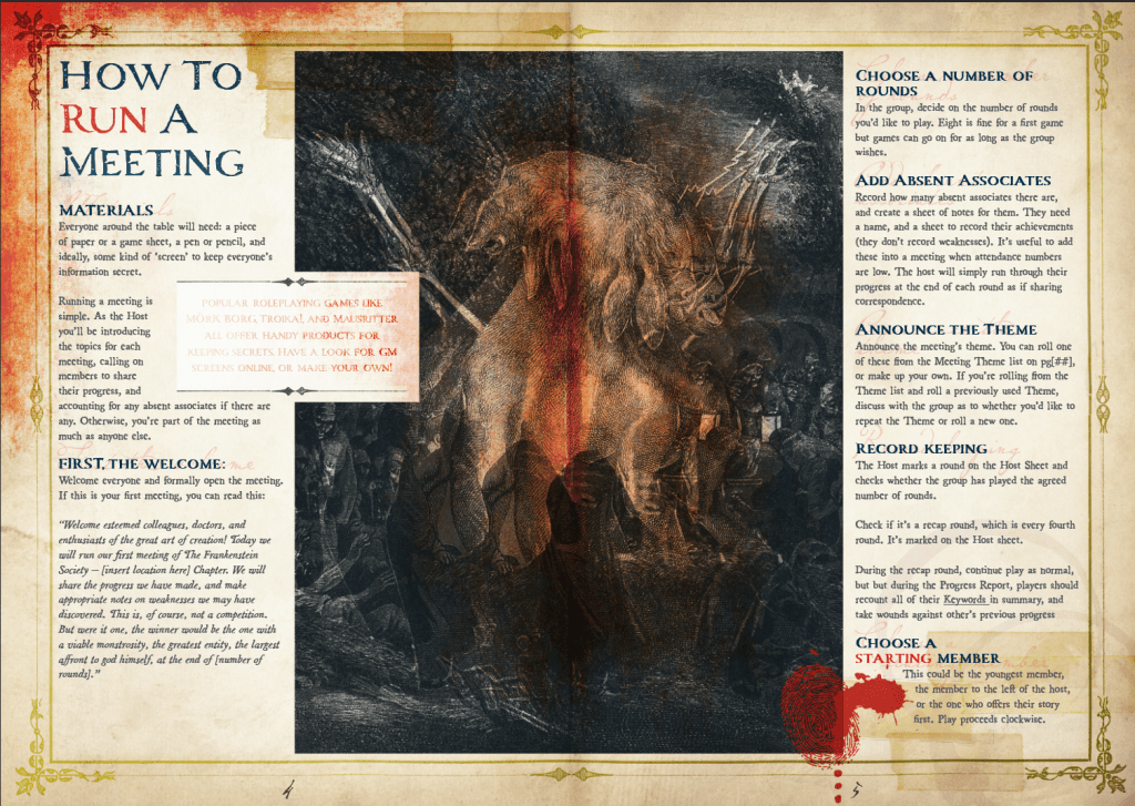 How to run a meeting, spread, from The Frankenstein Society Meeting Handbook